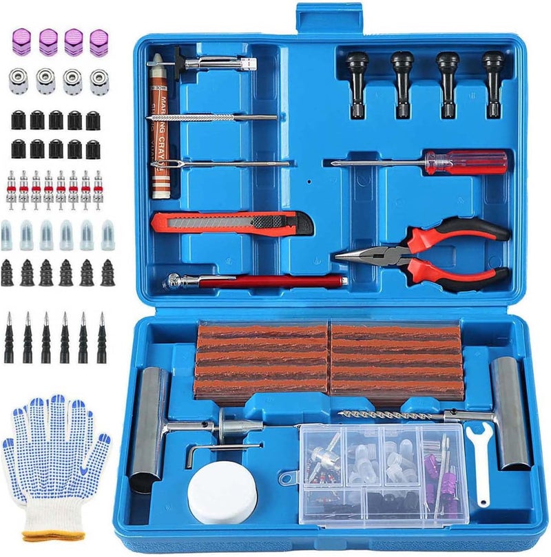 TILIBOTE Tire Repair Kit,117pcs Heavy Duty Tire Plug Kit,with Universal Tire Patch Kit to Plug Flats for Car/Motorcycle/Truck/Tractor/Trailer/RV/ATV - Image 1